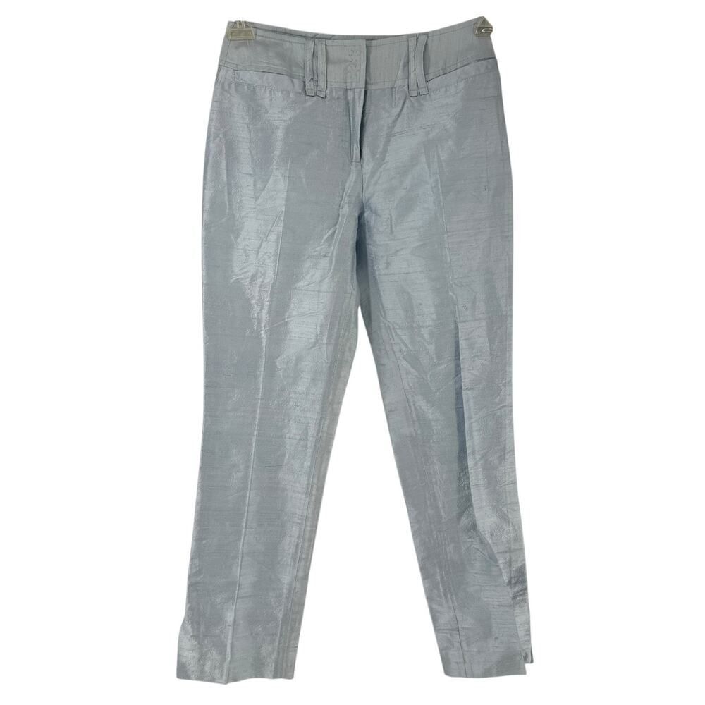 Dolce Gabana Pants Womens US Size 24 Light Blue Textured Silk Cropped Luxury